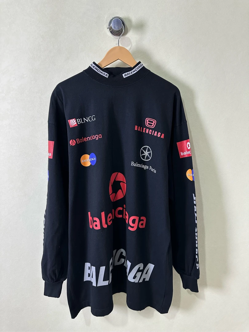 99新 Balenciaga/巴黎世家 1码 赛车字母logo印花破坏长袖