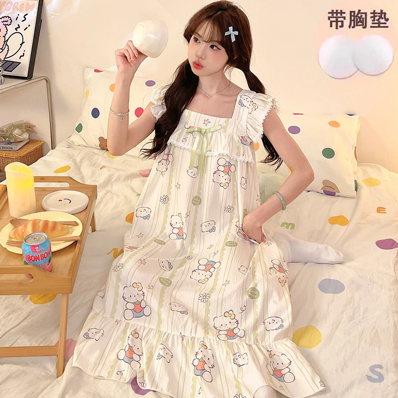 睡裙女夏款2025新款短袖初中生女大童12-13-15-18岁女孩甜美睡衣