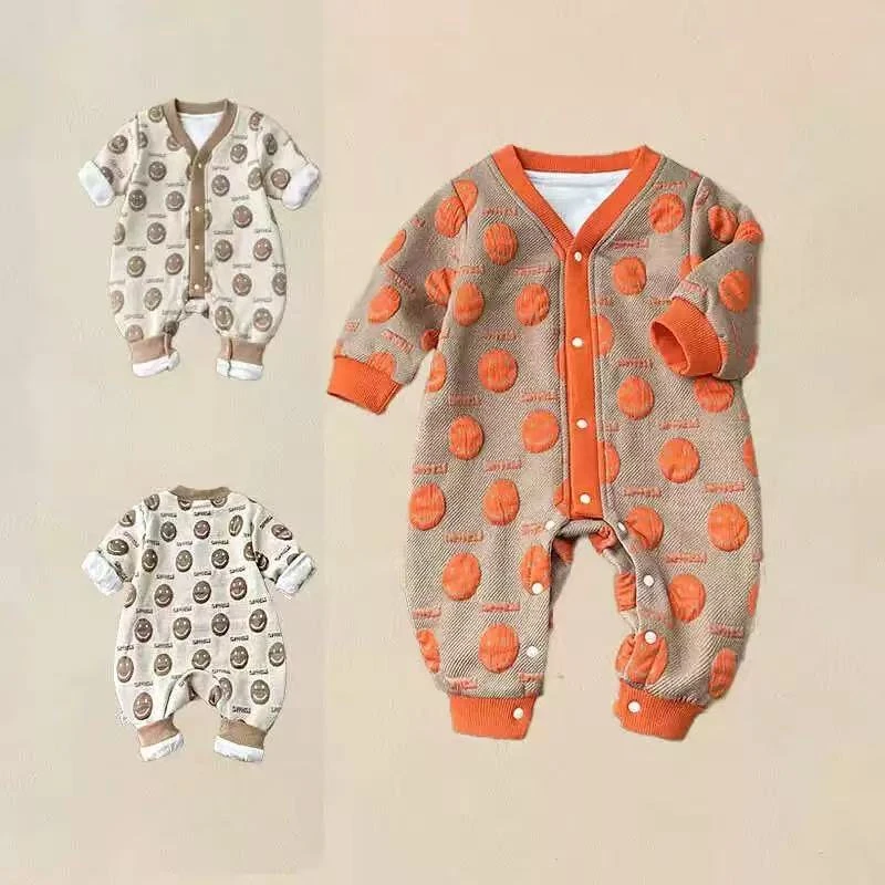 x【优选】婴儿可爱笑脸哈衣男女宝连体衣长袖爬服外出抱衣新生儿ly