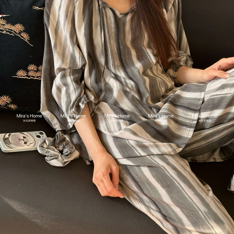 【防凸点宅家套装中袖款】  新款夏季棉绸休闲高级时尚洋气居家套装
