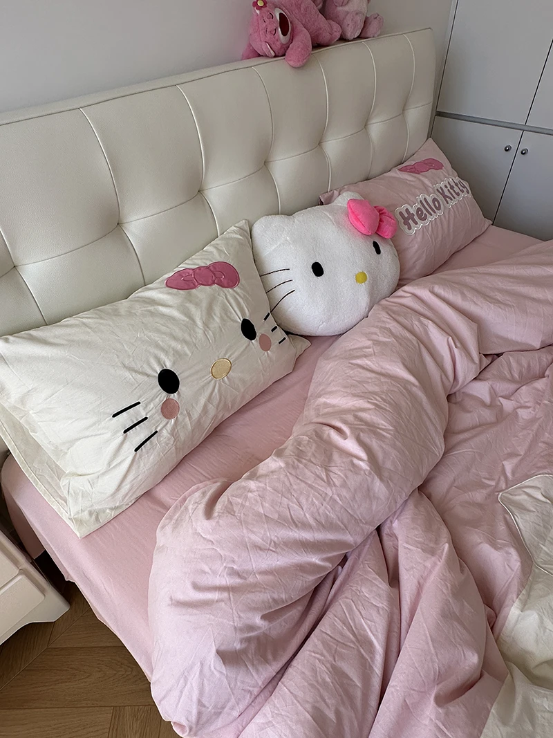 kt百分百纯棉刺绣卡通枕套一个可爱卧室榻榻米单人宿舍网红学生