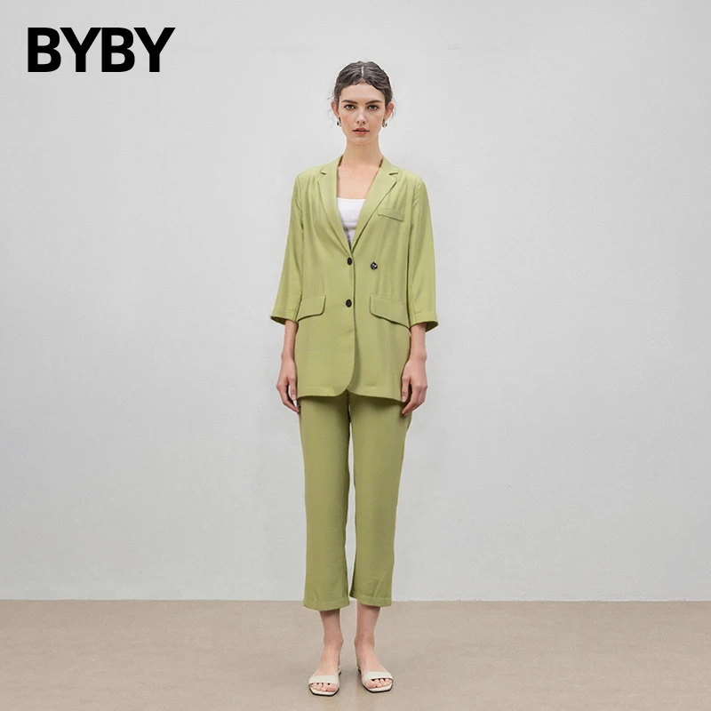 布衣布语高级感小西服外套+休闲西装裤两件套2025秋季西装套装潮