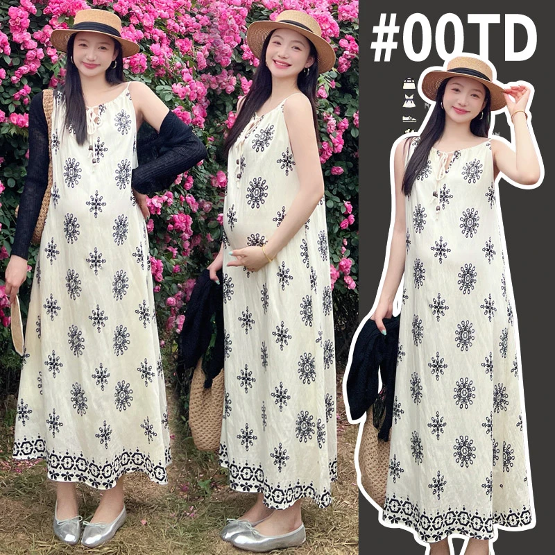 孕妇装2025夏季新款甜美慵懒休闲洋气甜美开衫百搭孕妇吊带裙套装