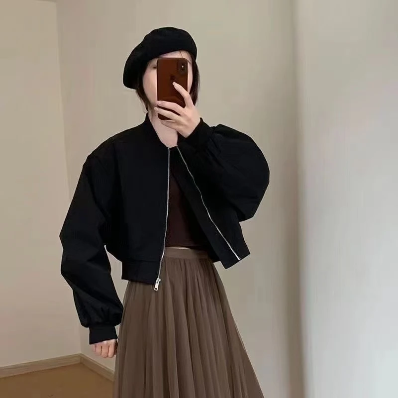 气质时尚小个子棒球服2025春秋款韩版显瘦设计短款百搭上衣外套女