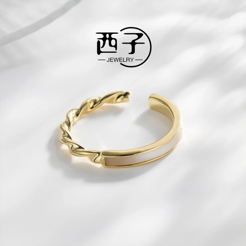 西子饰品【白贝素圈开口戒】素圈戒指百搭食指戒ins潮网红爆款指环