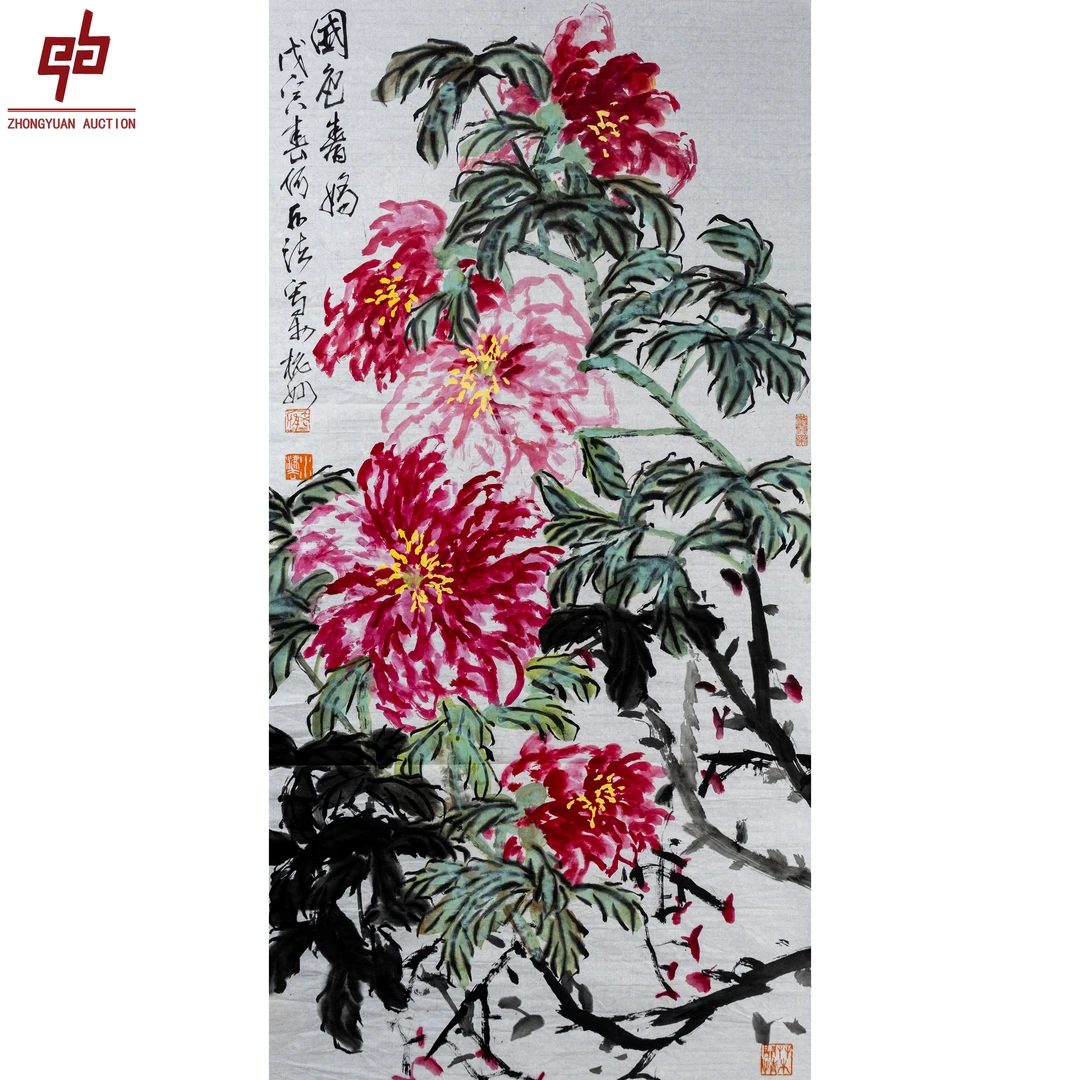 "lot5834 何水法 牡丹 原片 69cm*136cm约8.4平尺"