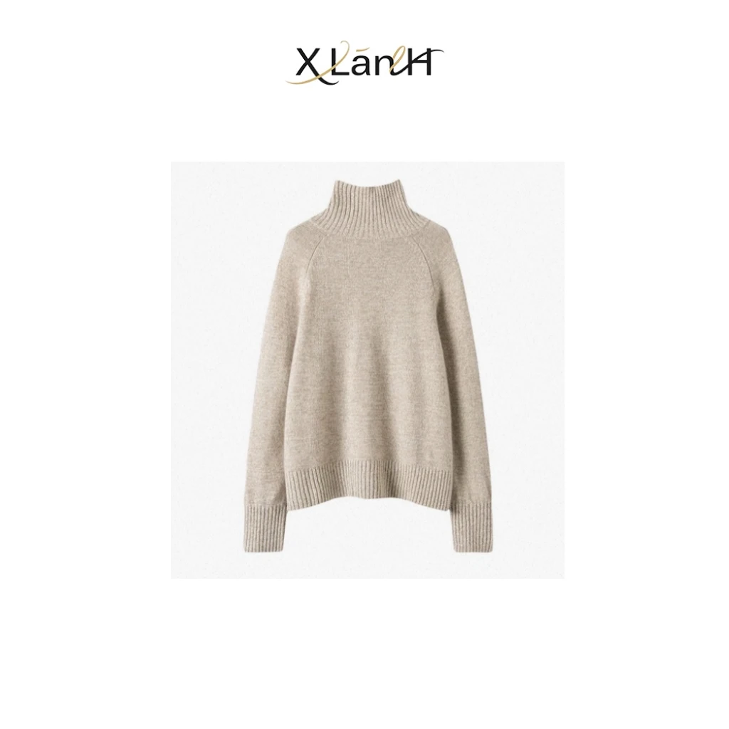 XLANH【米褐】高领100羊毛一体秋冬新款加厚毛衣针织衫 XLANH030