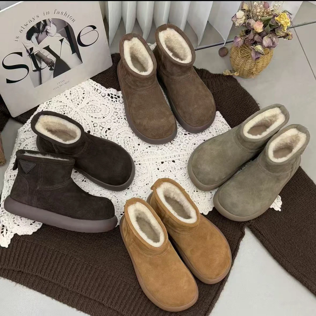 26-092纯色中筒套脚新款加绒保暖女靴休闲百搭复古冬季时尚女鞋