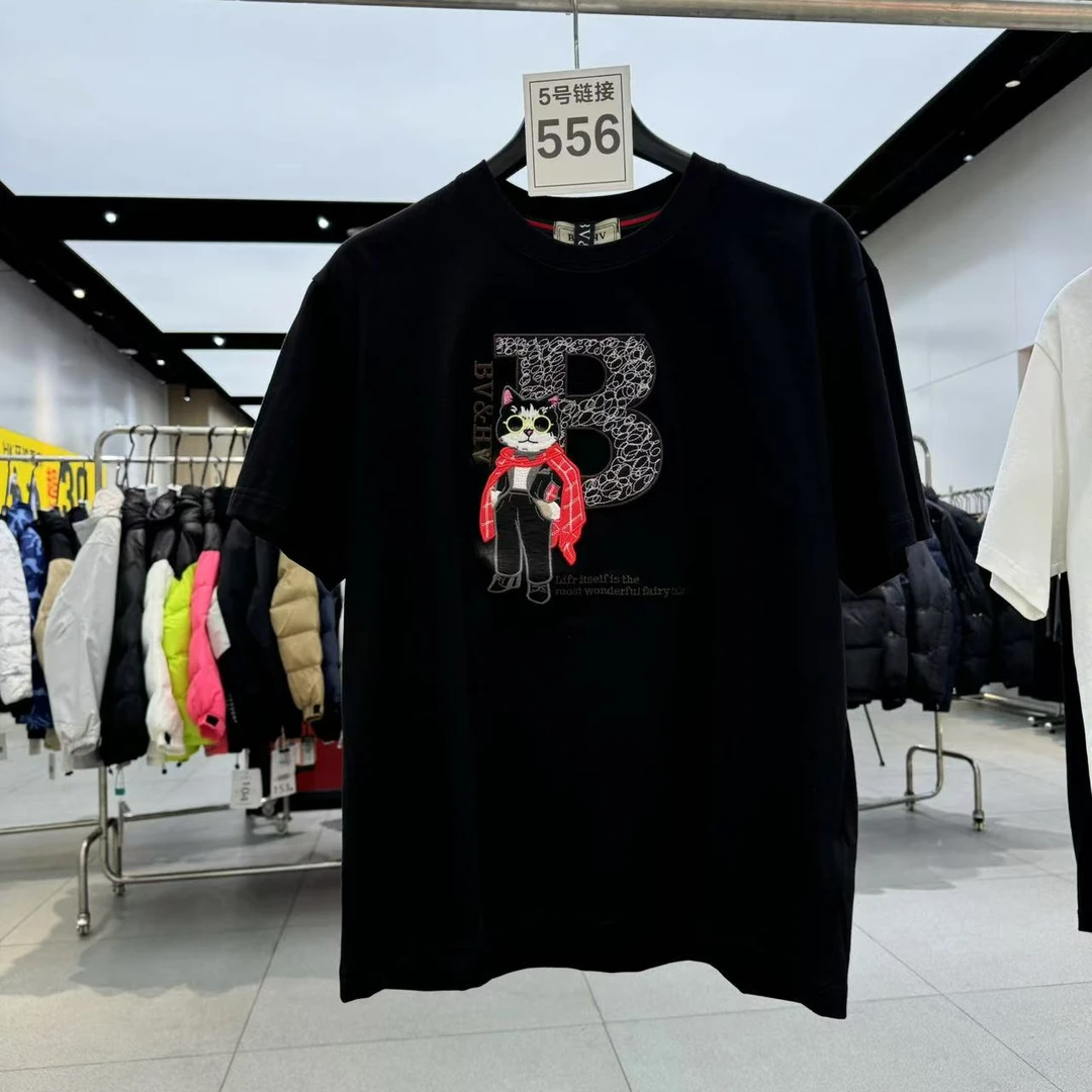 555-556-新款黑白情侣潮流韩版T恤