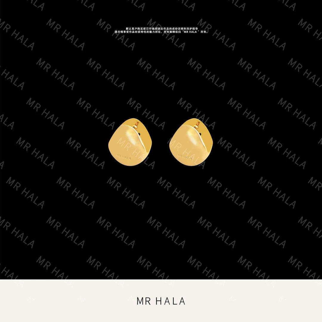 合金无非金属耳饰 元瑞手工质感镀金立体水滴面卡扣式耳环LZ57083