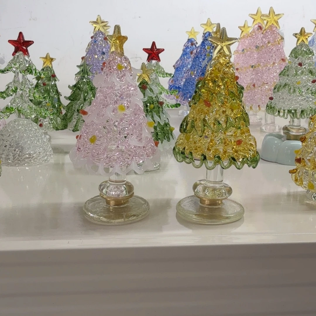 琉璃手工艺品两个旋转圣诞树