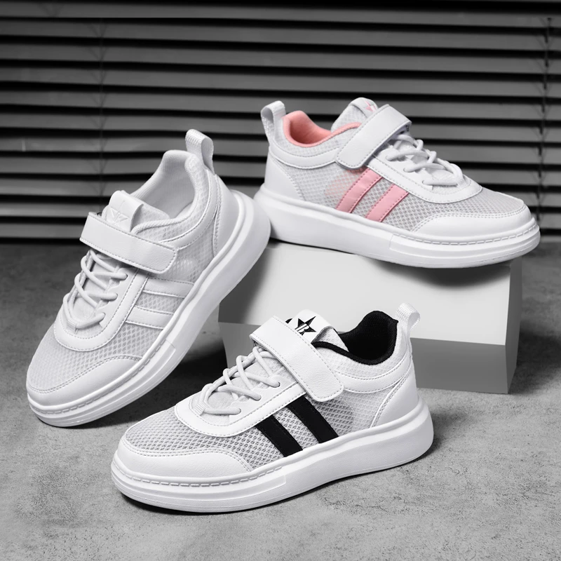 夏季透气单网面儿童小白鞋男童鞋女孩白色板鞋学生中小童运动鞋子