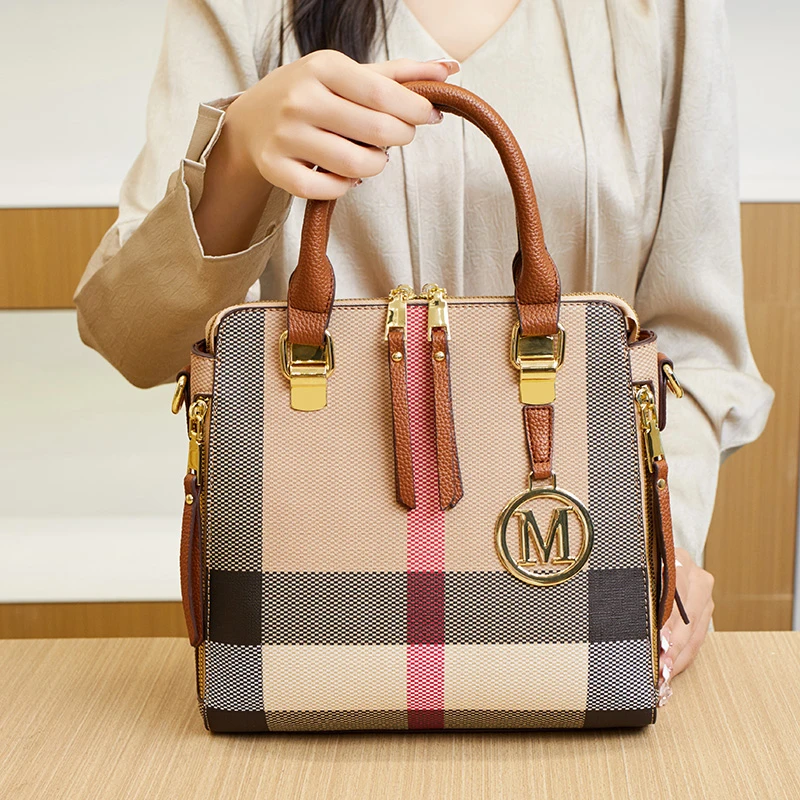 轻奢包包女士2025新款手提包大容量时尚格子高档小众高级斜挎