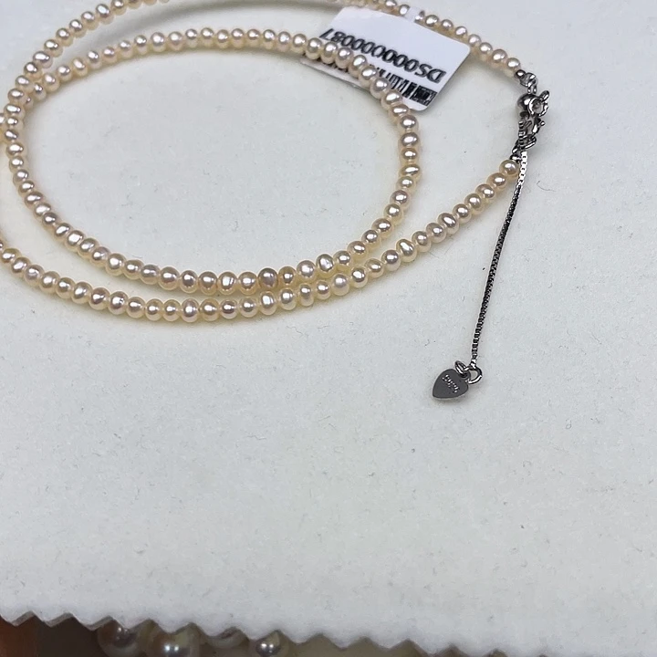 颈饰淡水珍珠银S925镶嵌卡3到4极光香槟金