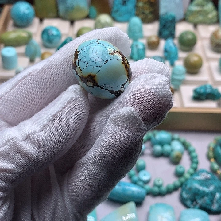 绿松石未镶嵌珠宝奇石直径22+特色枣珠锁骨链18.5克