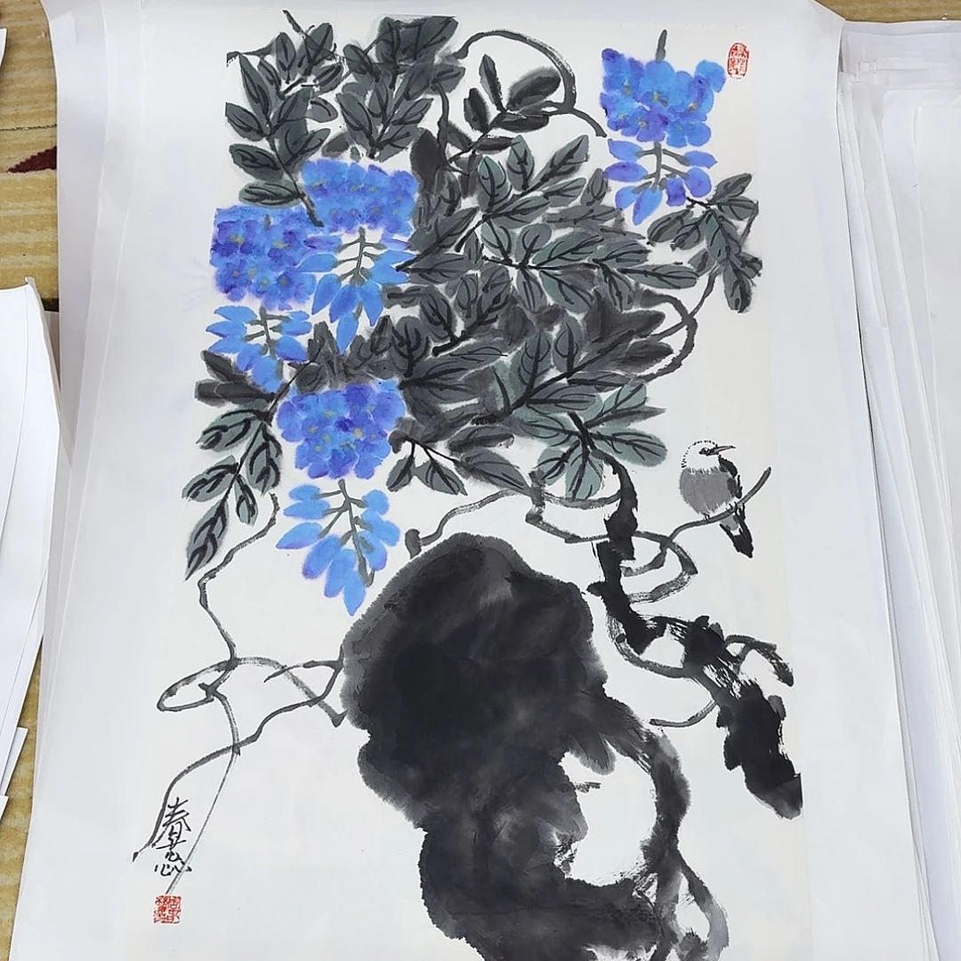 国画三尺整纸手绘子哈哈