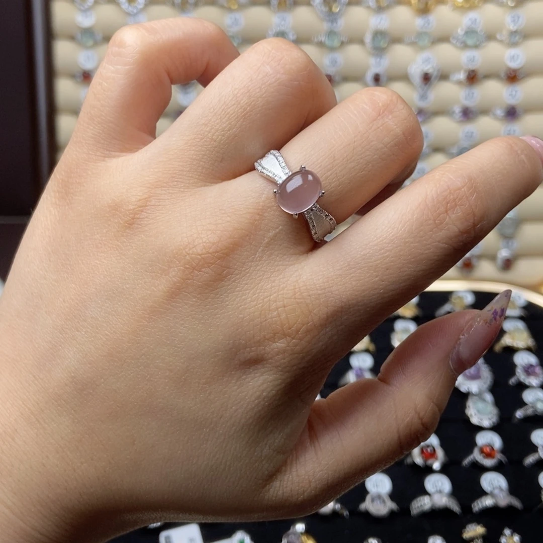 芙蓉石戒指银S925镶嵌V**i