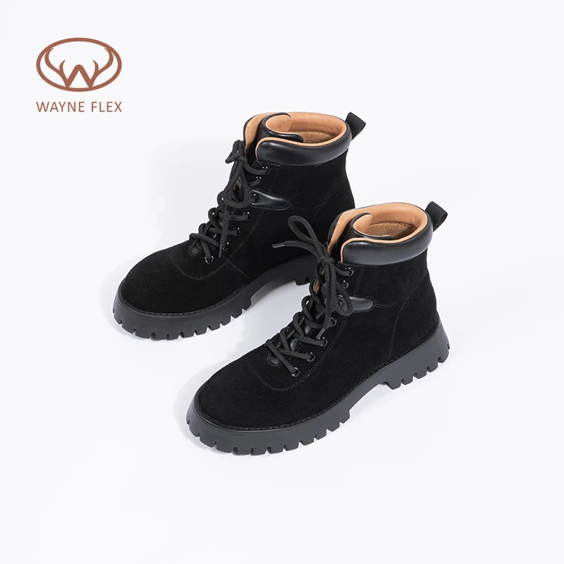 韦恩Wayneflex时尚平底马丁靴户外沙漠靴系带粗跟英伦风短靴6256
