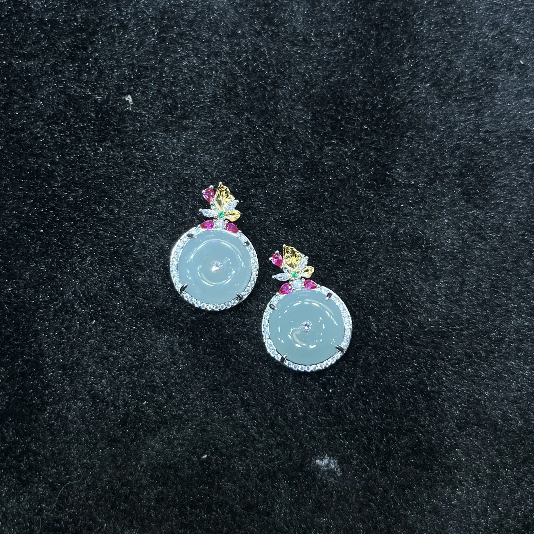 【金旭上成】天然翡翠A货蓝水平安扣 多样性发一件