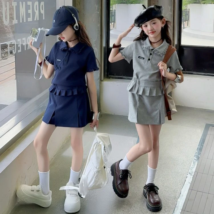 夏季儿童短袖休闲短裤两件套新款中大童女童夏装套装洋气爆款