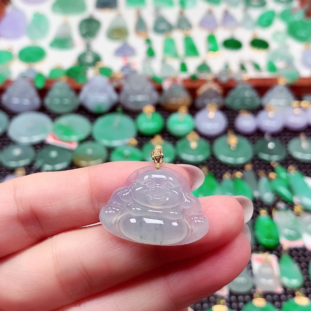 翡翠18K金镶嵌吊坠(不含链)
