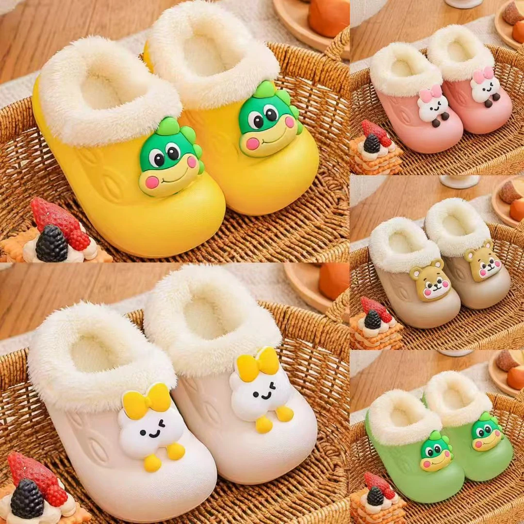 秋冬新款可拆洗儿童卡通棉拖室内男女童防滑加厚保暖居家棉拖鞋