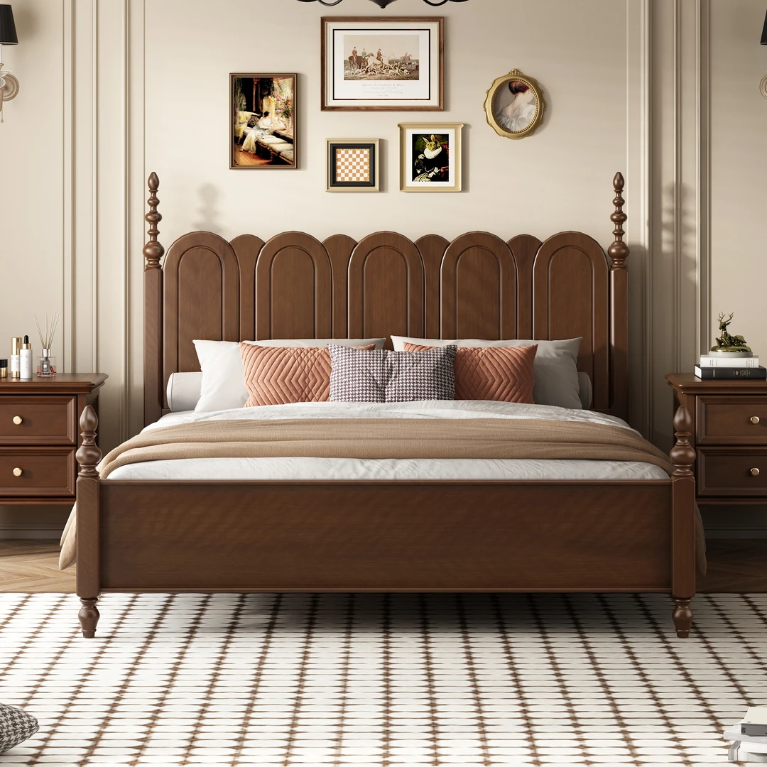 法式纯实木复古全实木美式1米8双人中古风法式主卧室双人床实木床