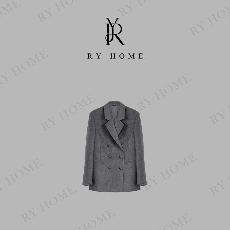 容雨RYHOME【意大利VBC山羊绒】翻领毛呢西服外套 252W2285