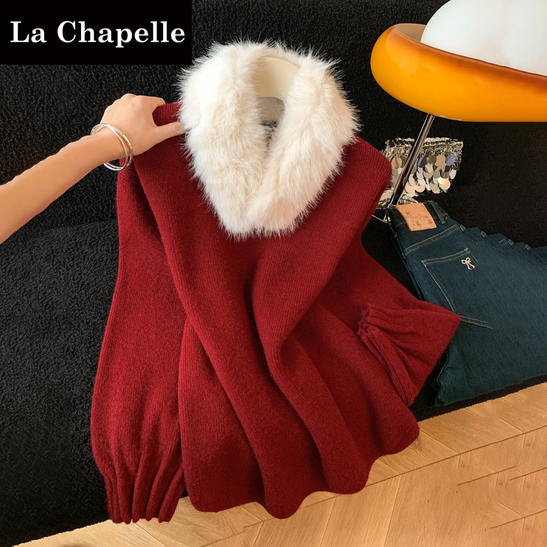 拉夏贝尔韩系甜美风软糯套头毛衣女秋冬新款慵懒加厚保暖洋气上衣