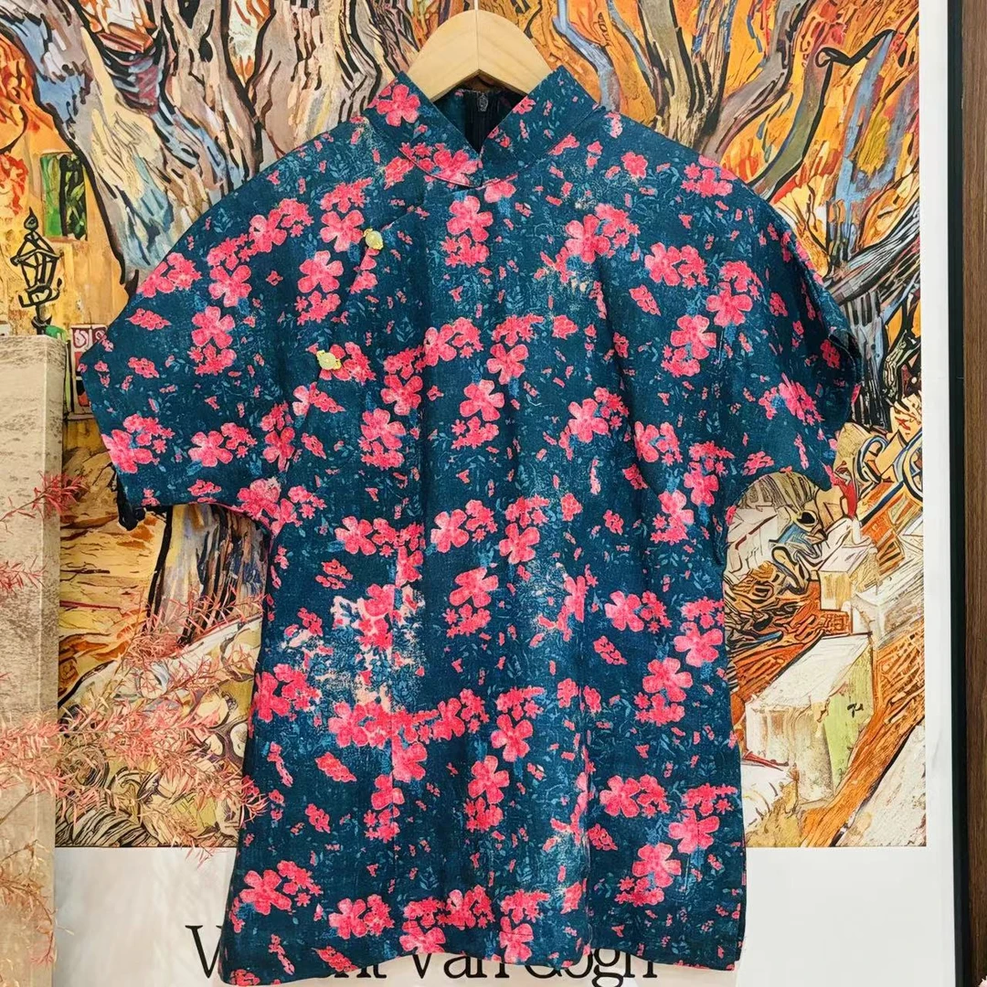 VV&AA  繁花 夏季新款中国风复古休闲民族风印花衬衫  D2552