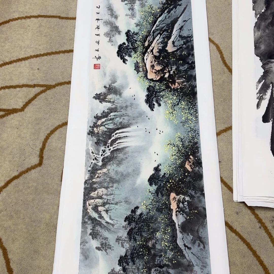 a***道国画崔延文四尺对开艺