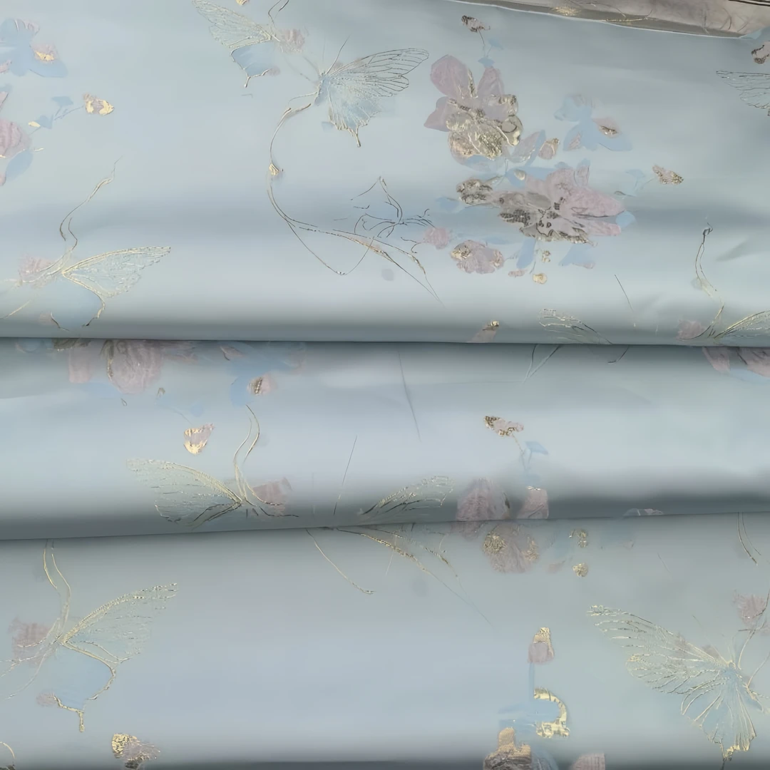 2025款蓝色【鎏金织锦缎蝴蝶】外套马甲马面裙半裙汉服面料