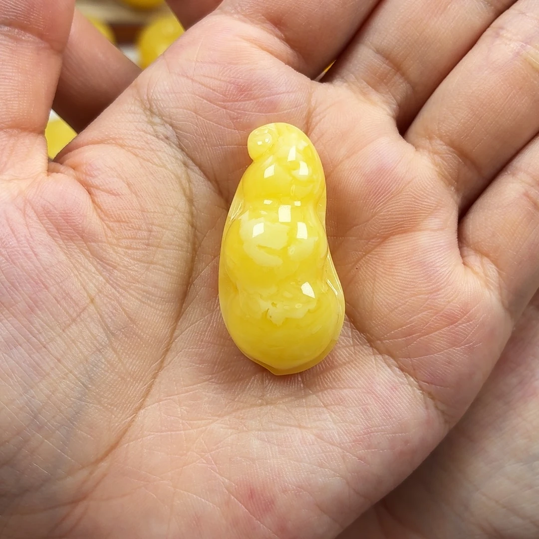 蜜蜡颈饰未镶嵌焦皮浓蜡白花福豆