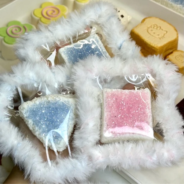 【默认微瑕】毛绒缝边碎碎冰捏捏乐解压纯手工硅胶制作no退no换（068