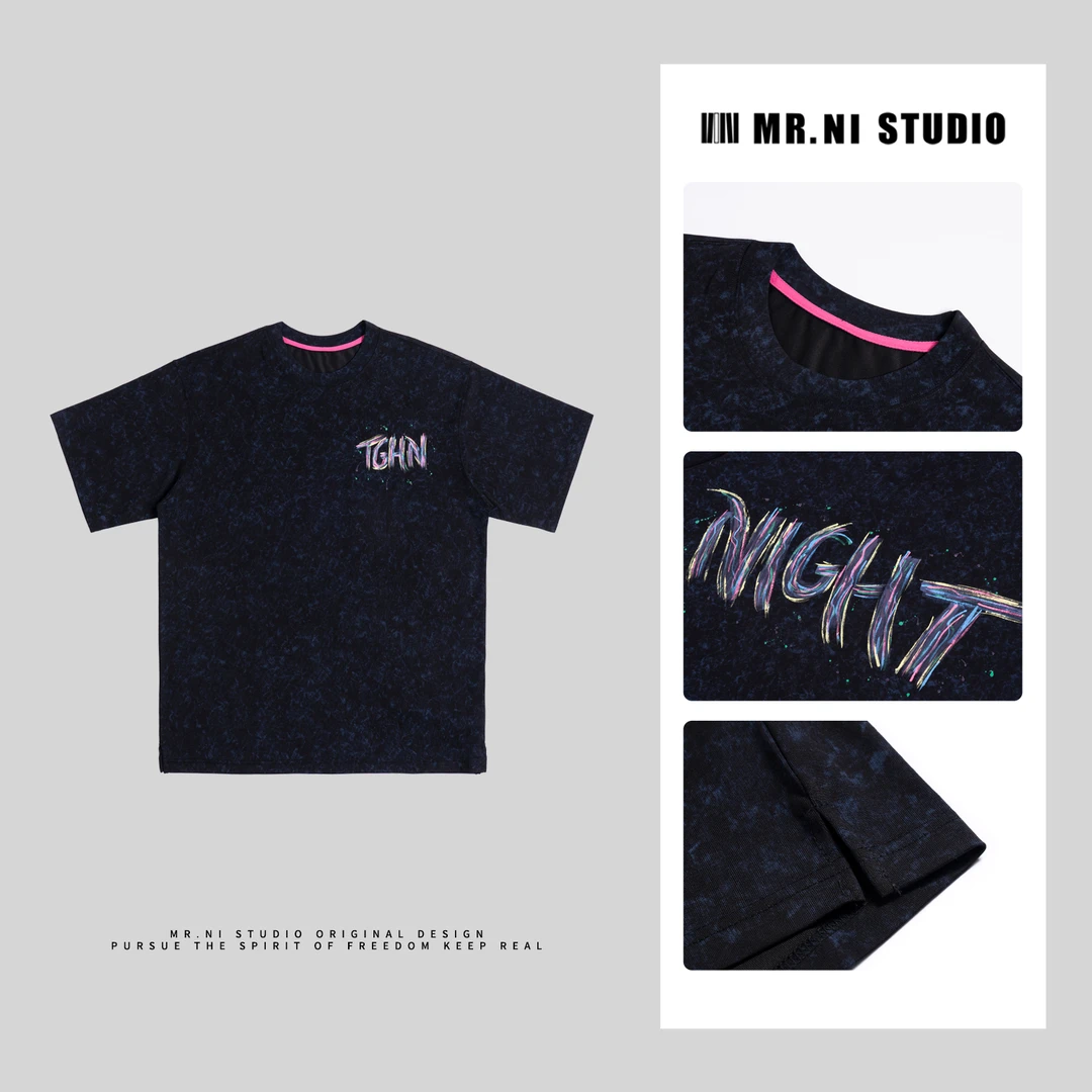 MR.NI/倪先生「大艺术家」唤醒夏日复古炒色彩绘字母涂鸦短袖T恤