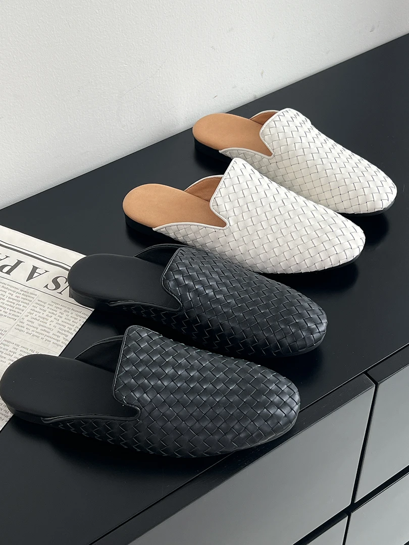 GershonBram “彼岸”系列新款1cm真皮编织包头拖