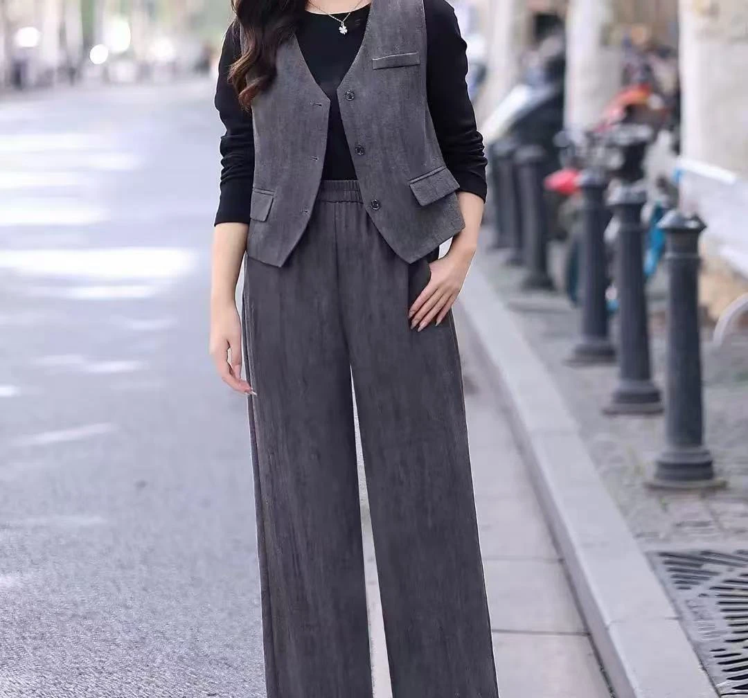 【Q537】西装马甲套装裤女秋季2025新款气质高级感穿搭三件套