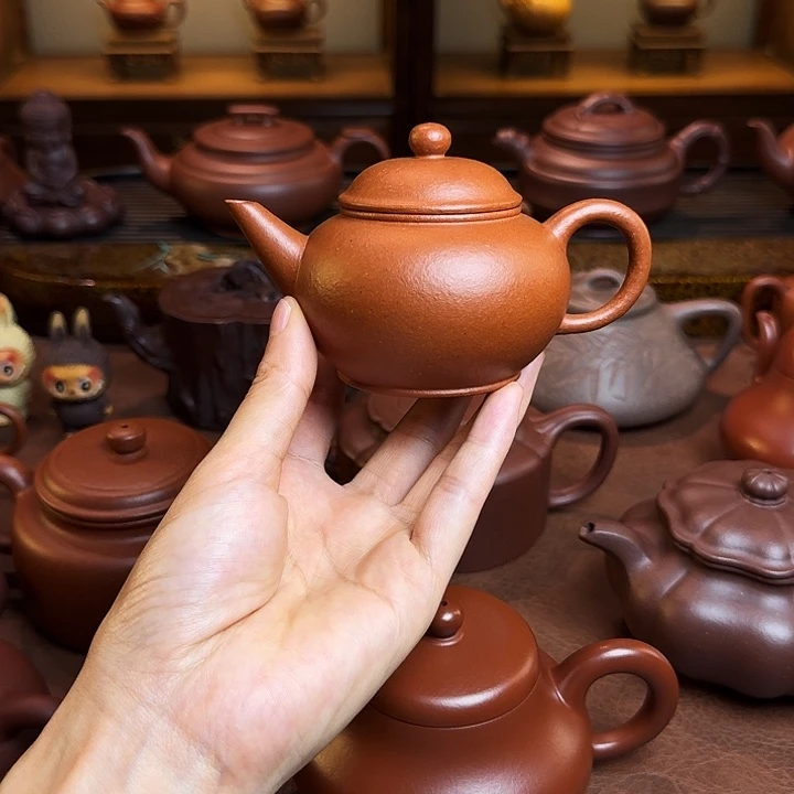 茶壶紫砂水平壶，红泥