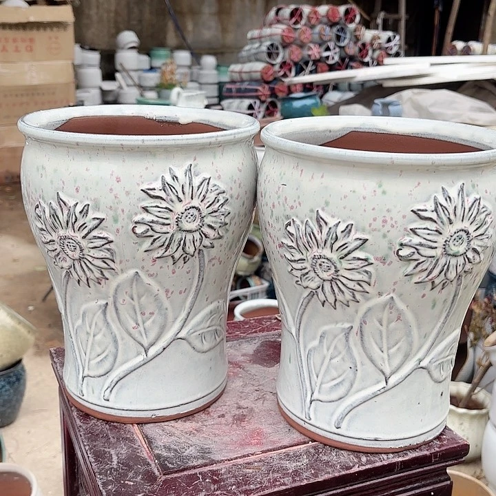 紫砂茶碗太阳花两个口径20高度25