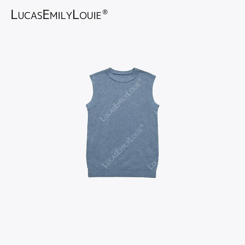 LUCASEMILYLOUIE 欢姐0220丝光混纺水溶羊毛桑蚕丝背心2510459
