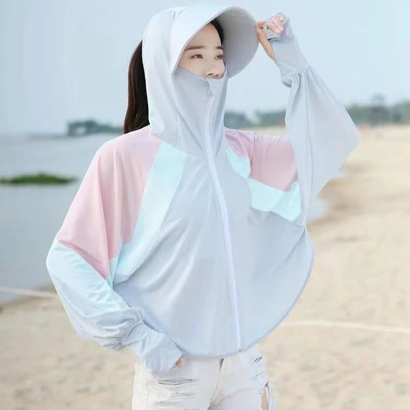 防晒衣女夏季薄款长袖款冰丝休闲百搭防晒衫户外宽松防晒服披肩