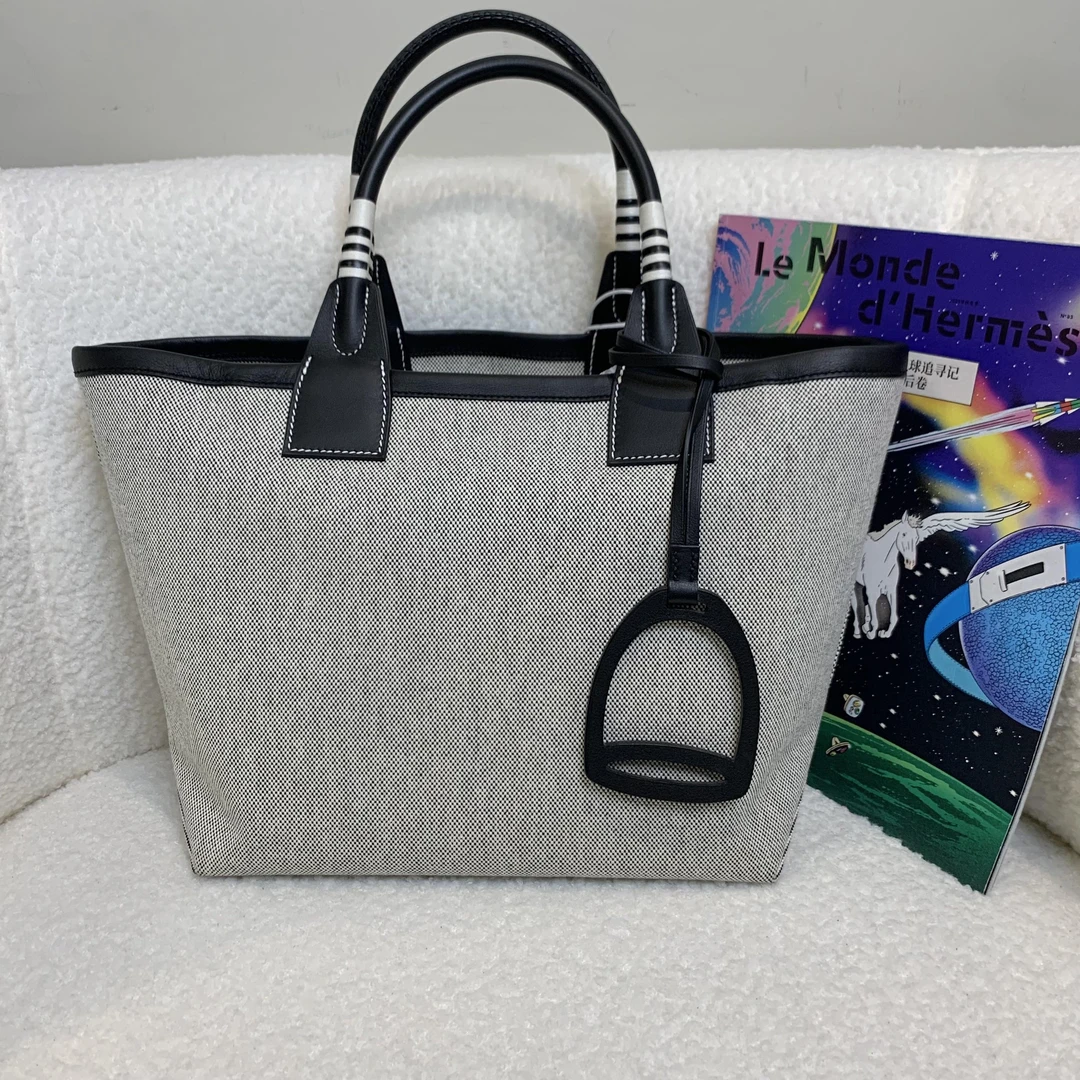 99新 Hermes/爱马仕 壹臻湘/米拼黑steeple25手提包35580251