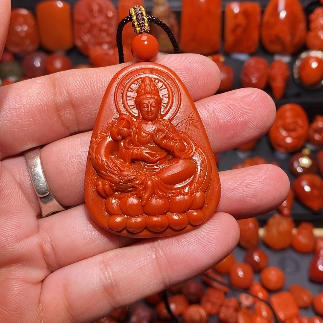 H***n南红玛瑙未镶嵌观音吊坠