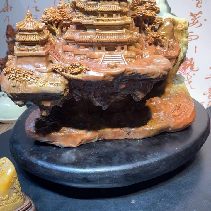 寿山石雕刻的山水