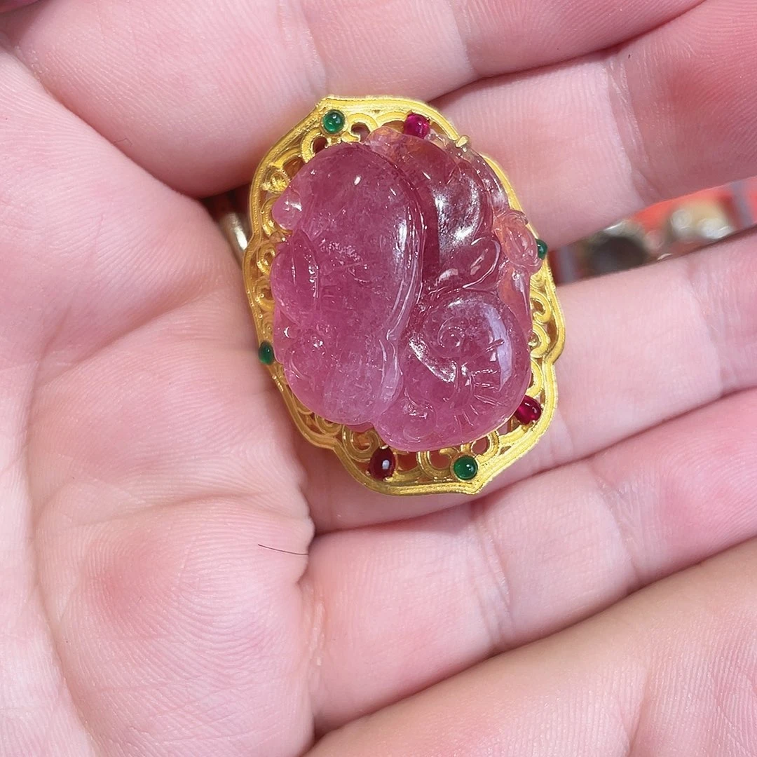 足金镶嵌戒指碧玺
