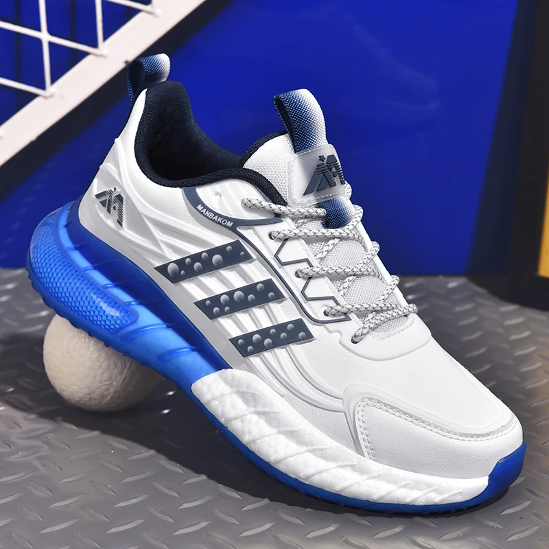 曼巴布朗时尚秋冬2025新款皮面百搭潮流爆米花情侣跑步休闲运动鞋