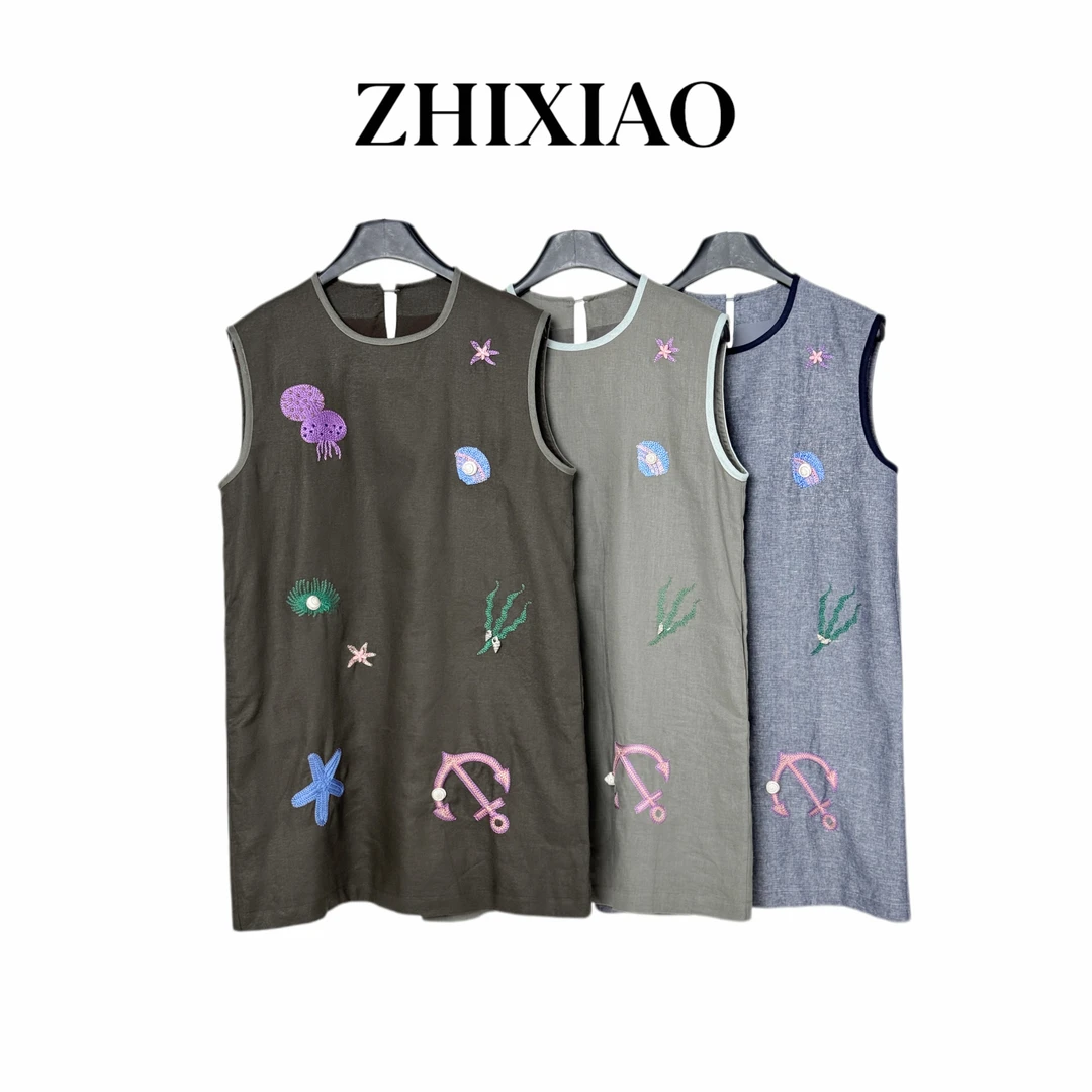 【ZHIXIAO】夏季新款：刺绣麻料连衣裙25222