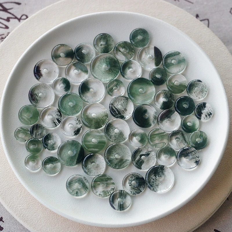 天然净体绿幽灵平安扣吊坠千层山金字塔满天星聚宝盆（随机发1个）