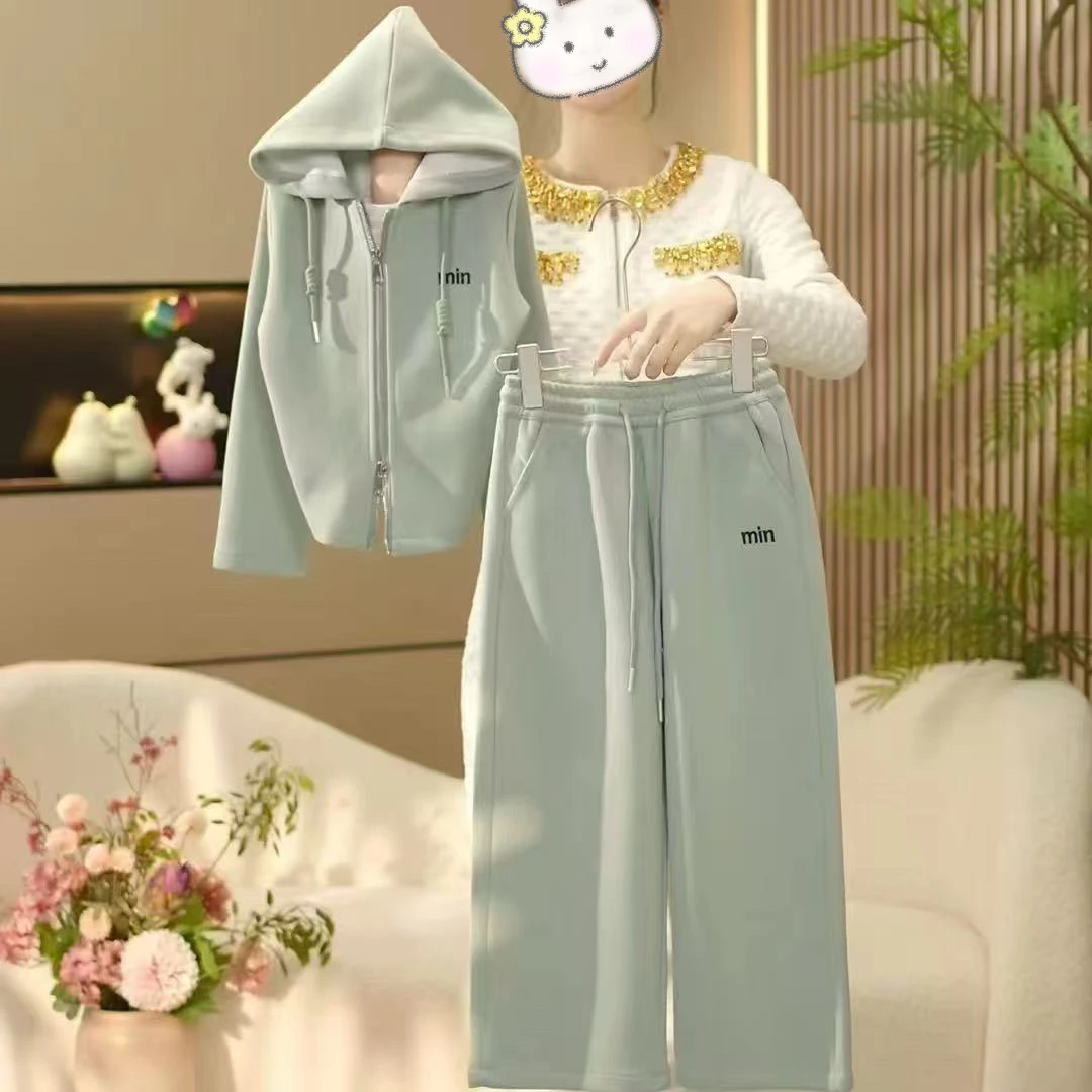 882哈哈家女童2025春款新款连帽外套裤子两件套