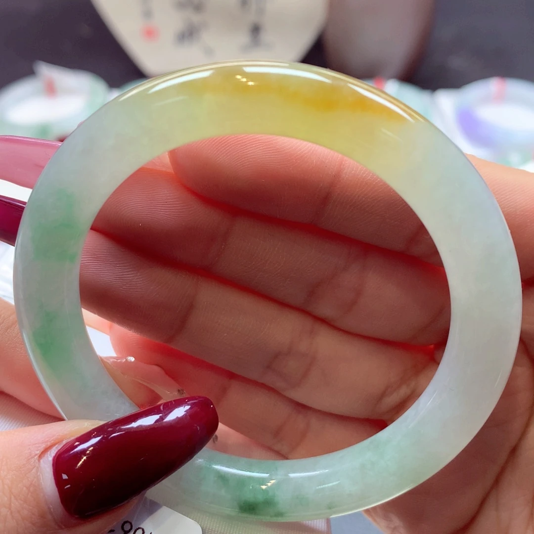 翡翠手镯未镶嵌圆条14号66